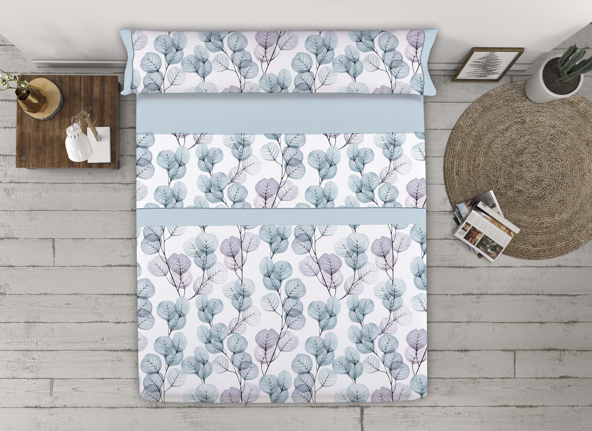 Juego de sábanas Eucalipto color azul Juego de sábanas Eucalipto color azul